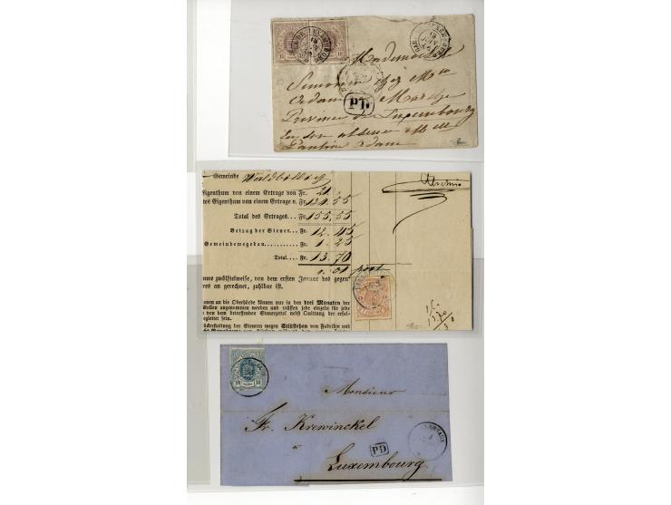1859/74 (ca.), rund 40 frankierte Briefe, dabei gute Frankaturen, u.a. Nr. 8 auf Brief (Attest Boettger BPP) und Nr. 10 auf B