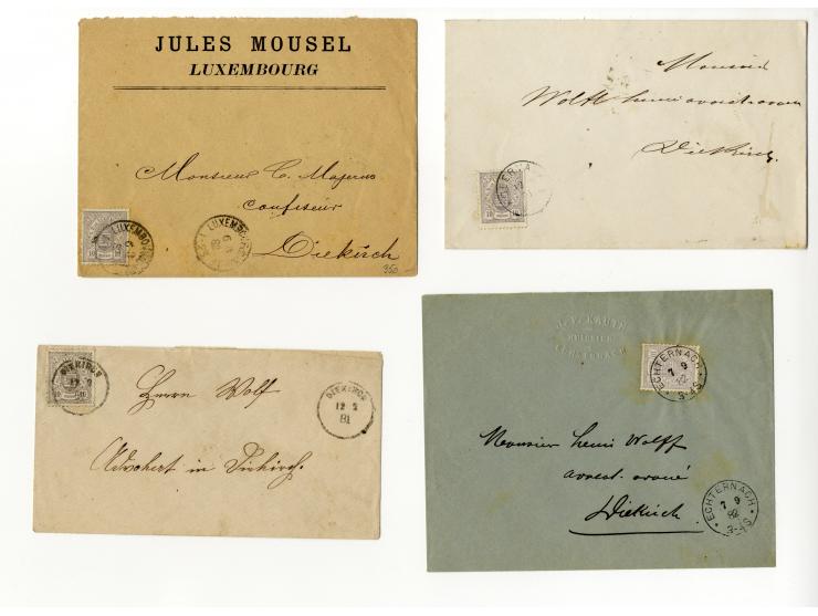 1859/74 (ca.), rund 40 frankierte Briefe, dabei gute Frankaturen, u.a. Nr. 8 auf Brief (Attest Boettger BPP) und Nr. 10 auf B