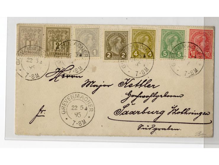 1885/1916, 28 Briefe und Karten, dabei u.a. R-Briefe nach Gibraltar, Salvador und Dänisch Westindien