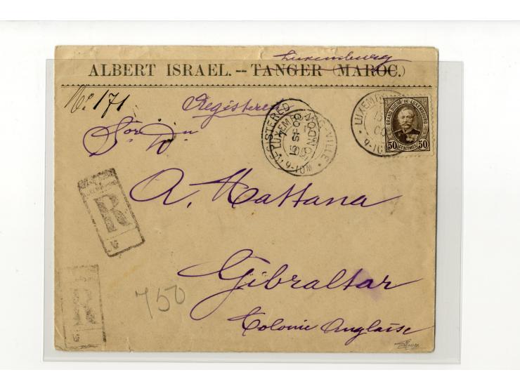 1885/1916, 28 Briefe und Karten, dabei u.a. R-Briefe nach Gibraltar, Salvador und Dänisch Westindien