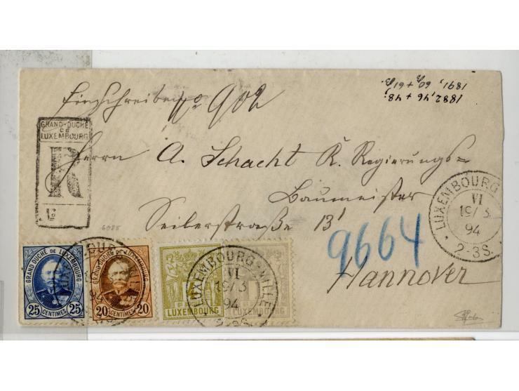 1885/1916, 28 Briefe und Karten, dabei u.a. R-Briefe nach Gibraltar, Salvador und Dänisch Westindien