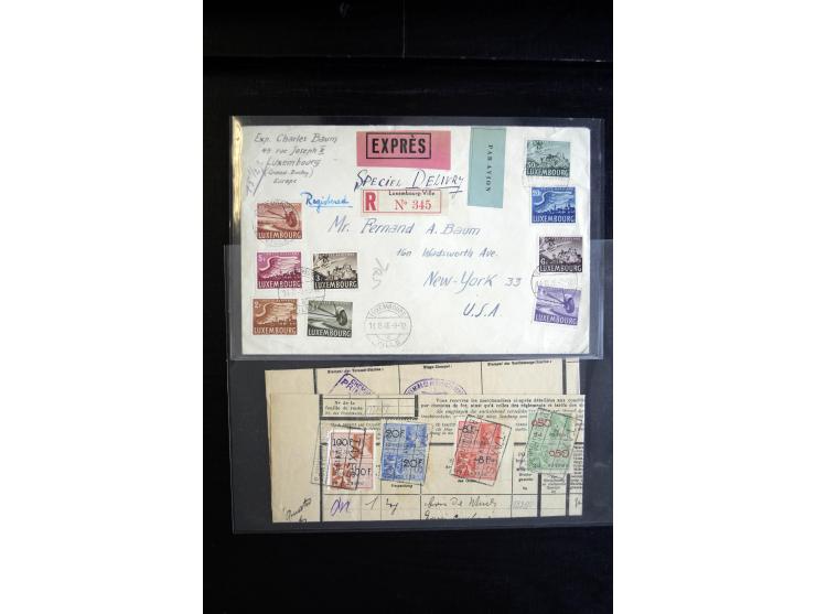 1915/52 (ca.), über 40 Briefe, Karten und Frachtscheine, dabei diverse Portomarken-Frankaturen, Luftpost, etc