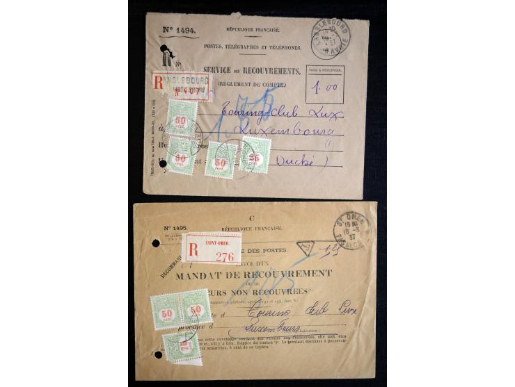 1915/52 (ca.), über 40 Briefe, Karten und Frachtscheine, dabei diverse Portomarken-Frankaturen, Luftpost, etc