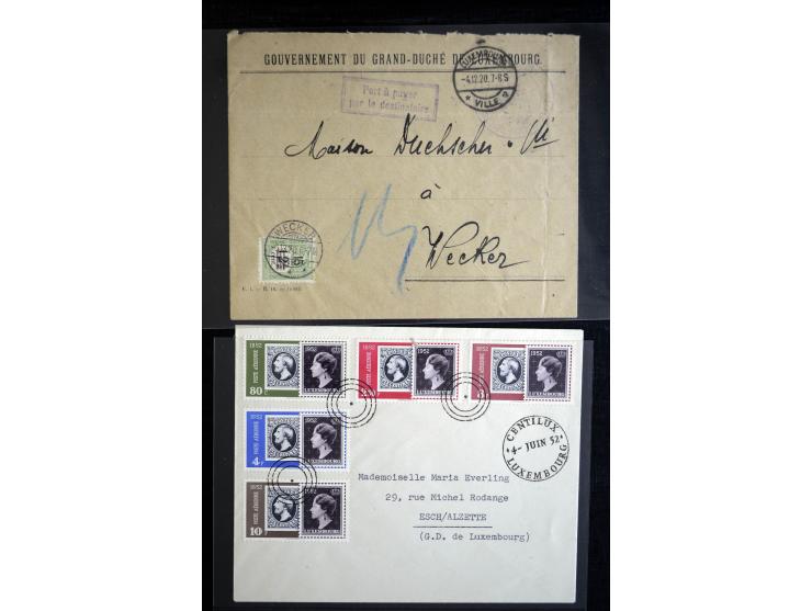 1915/52 (ca.), über 40 Briefe, Karten und Frachtscheine, dabei diverse Portomarken-Frankaturen, Luftpost, etc