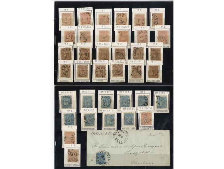 1863/67, gestempelte Partie Mi.-Nr. 6-10 in unterschiedlichen Mengen, dazu 1 Brief
