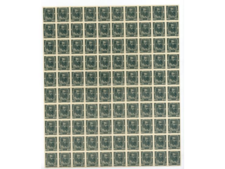 1908, Regierungsjubiläum, 9 verschiedene Werte, dabei 25 - 35 H., je 100 Stück postfrisch in gefalteten Bogen, meist ohne Bog