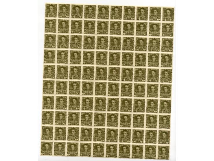 1908, Regierungsjubiläum, 9 verschiedene Werte, dabei 25 - 35 H., je 100 Stück postfrisch in gefalteten Bogen, meist ohne Bog