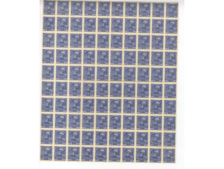 1908, Regierungsjubiläum, 9 verschiedene Werte, dabei 25 - 35 H., je 100 Stück postfrisch in gefalteten Bogen, meist ohne Bog