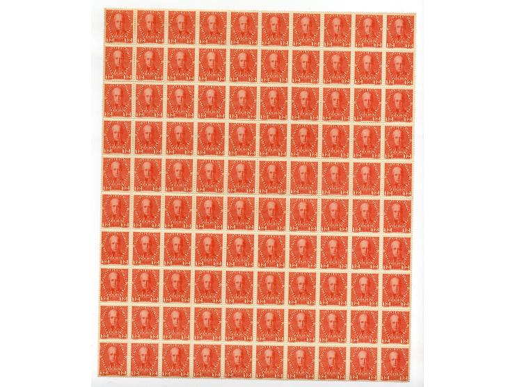 1908, Regierungsjubiläum, 9 verschiedene Werte, dabei 25 - 35 H., je 100 Stück postfrisch in gefalteten Bogen, meist ohne Bog