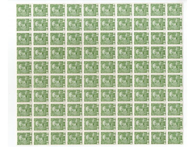 1908, Regierungsjubiläum, 9 verschiedene Werte, dabei 25 - 35 H., je 100 Stück postfrisch in gefalteten Bogen, meist ohne Bog