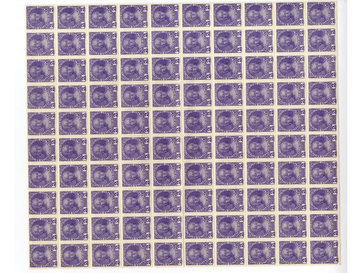 1908, Regierungsjubiläum, 9 verschiedene Werte, dabei 25 - 35 H., je 100 Stück postfrisch in gefalteten Bogen, meist ohne Bog