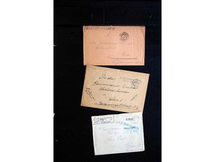 1914/18, umfangreicher Sammlungsposten mit einigen hundert Zensurbriefen und Karten inkl. viel Feldpost, dabei viele verschie