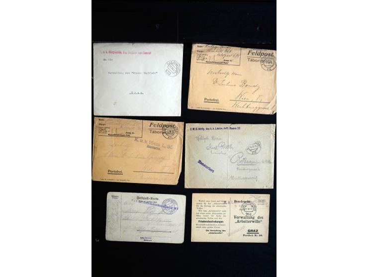 1914/18, umfangreicher Sammlungsposten mit einigen hundert Zensurbriefen und Karten inkl. viel Feldpost, dabei viele verschie