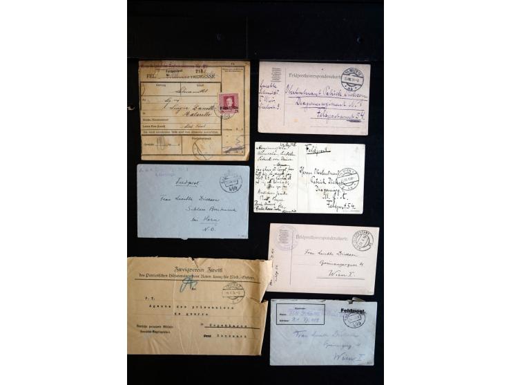 1914/18, umfangreicher Sammlungsposten mit einigen hundert Zensurbriefen und Karten inkl. viel Feldpost, dabei viele verschie