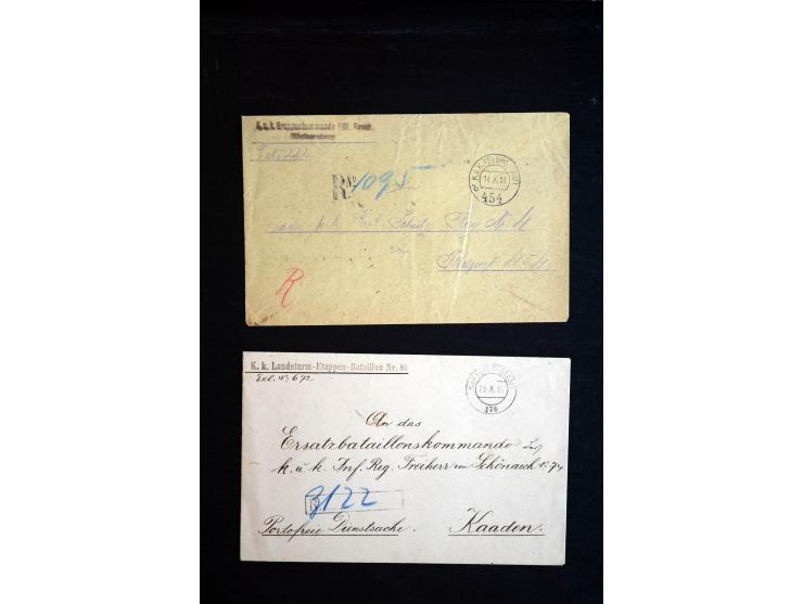 1914/18, umfangreicher Sammlungsposten mit einigen hundert Zensurbriefen und Karten inkl. viel Feldpost, dabei viele verschie