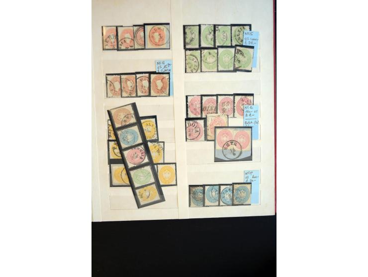 1850/64, schöne gestempelte Sammlung mit u.a. Mi.-Nr. 1 (25, dabei Paar), 2 (24, dabei zwei Paare), 6II (8), 7II (10), 8II (1