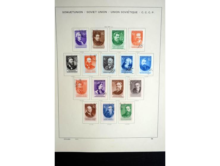 1858/1958, überwiegend gestempelte reichhaltige Sammlung mit guten Werten und Sätzen im Schaubek-Album und Einsteckbuch