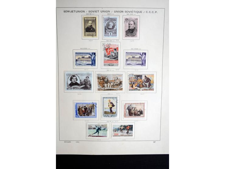 1858/1958, überwiegend gestempelte reichhaltige Sammlung mit guten Werten und Sätzen im Schaubek-Album und Einsteckbuch