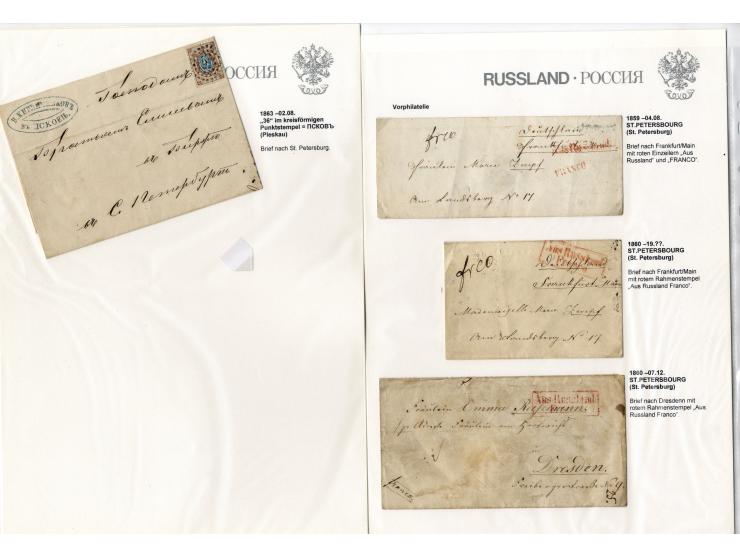 1854/1917, interessante Sammlung ab Vorphila mit 10 Briefen, des Weiteren über 30 Briefe und Karten mit Punkt-Nummern bzw. Zi