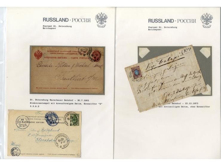 1880/1913, ST. PETERSBURG: Interessante Sammlung von 42 Briefen und Karten dabei 12 Bahnpoststempel, gute Erhaltung