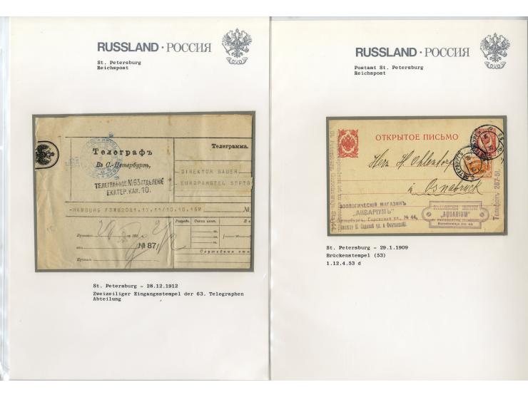 1880/1913, ST. PETERSBURG: Interessante Sammlung von 42 Briefen und Karten dabei 12 Bahnpoststempel, gute Erhaltung