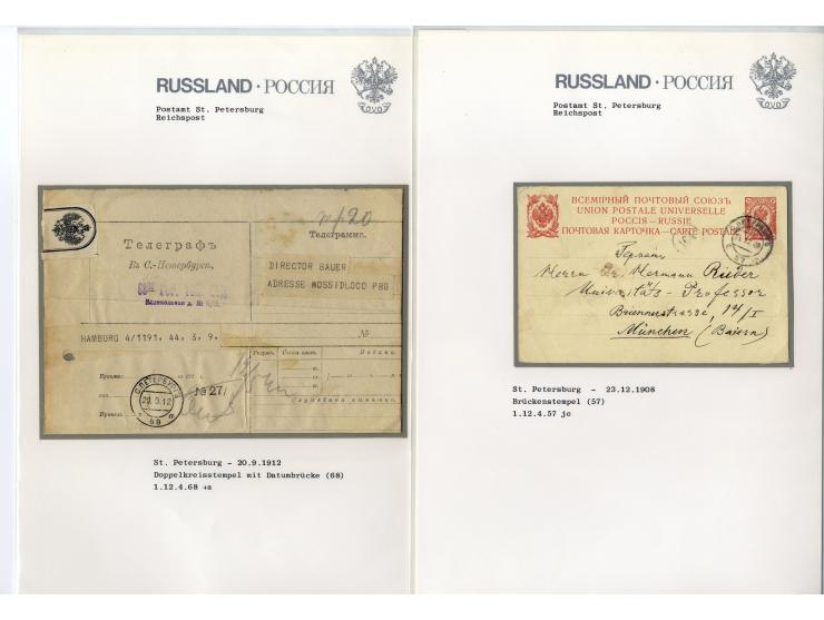 1880/1913, ST. PETERSBURG: Interessante Sammlung von 42 Briefen und Karten dabei 12 Bahnpoststempel, gute Erhaltung