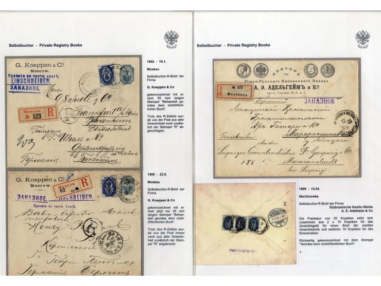 1902/17, Selbstbucher, hochinteressante Sammlung von 12 Briefen, 10 davon aus St. Petersburg bzw. Moskau, zwei aus Pskov bzw.