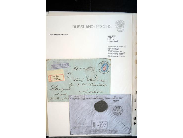EINSCHREIBEN: 1874/1918, sehr interessante Sammlung mit über 180 Briefen, Ganzsachen und Karten, dabei einige "white labels",