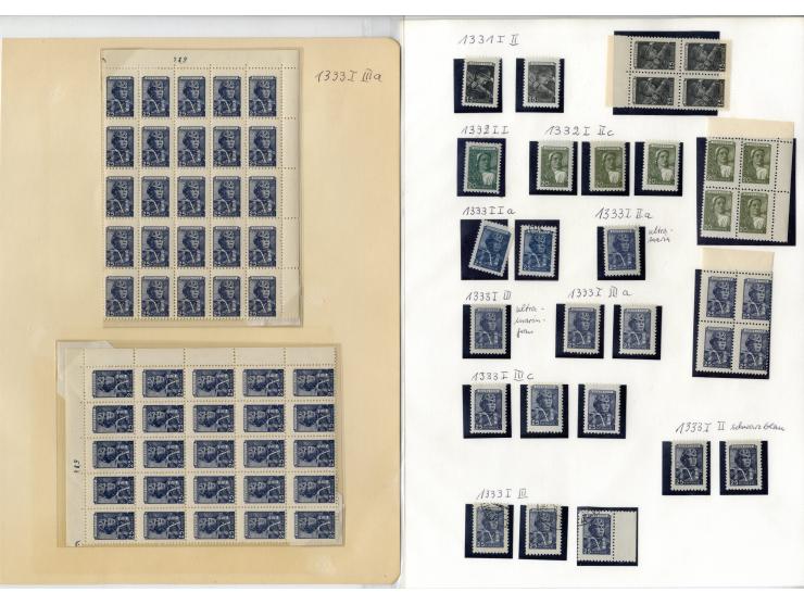 1948, Werktätige, schöne postfrische Spezialsammlungen mit einigen Briefen, dabei u.a. Mi.-Nr. 1333 und 35II postfrisch, Mi.-