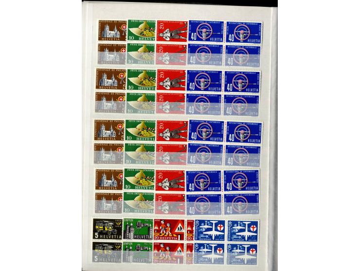 1881/1960 (ca.), postfrische Partie 4er-Blocks im steckbuch, dabei u.a. Mi.-Nr. 142, 194-97z, 301yI, 328-30v und w sowie Pax 