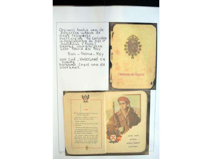 1937/38, Spezialsammlung "Requete" (Carlisten), ausstellungsmäßig aufgezogen mit viel zusätzlichem Material, dabei  Briefe, S
