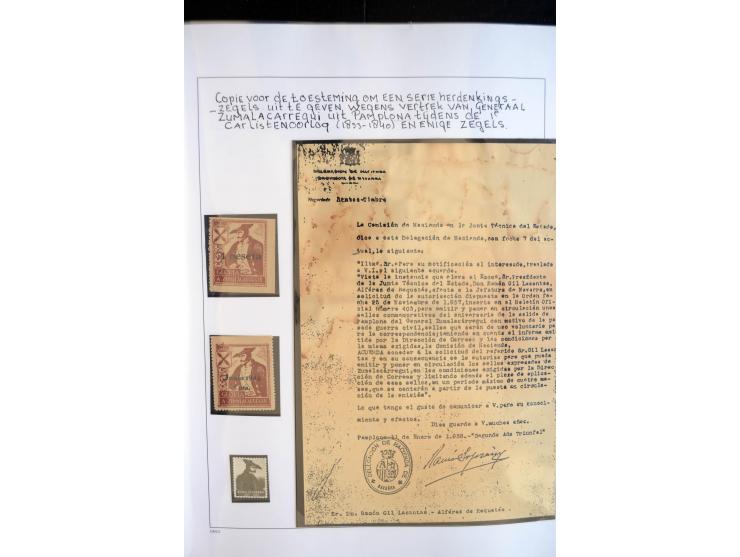 1937/38, Spezialsammlung "Requete" (Carlisten), ausstellungsmäßig aufgezogen mit viel zusätzlichem Material, dabei  Briefe, S