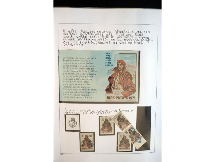 1937/38, Spezialsammlung "Requete" (Carlisten), ausstellungsmäßig aufgezogen mit viel zusätzlichem Material, dabei  Briefe, S