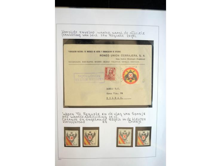 1937/38, Spezialsammlung "Requete" (Carlisten), ausstellungsmäßig aufgezogen mit viel zusätzlichem Material, dabei  Briefe, S
