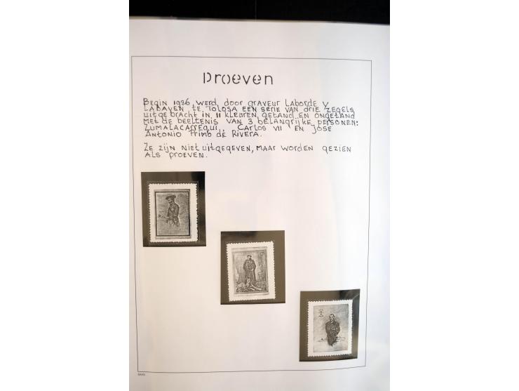 1937/38, Spezialsammlung "Requete" (Carlisten), ausstellungsmäßig aufgezogen mit viel zusätzlichem Material, dabei  Briefe, S