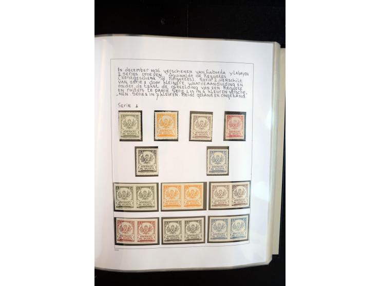1937/38, Spezialsammlung "Requete" (Carlisten), ausstellungsmäßig aufgezogen mit viel zusätzlichem Material, dabei  Briefe, S
