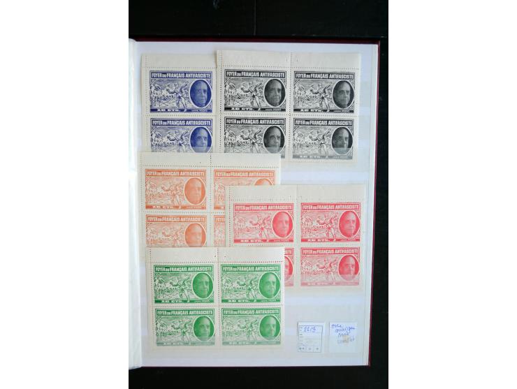 Foyer du francais antifachiste, Sammlung Vignetten, oft in Kleinbogen oder Blocks, insgesamt ca. 200 Stück