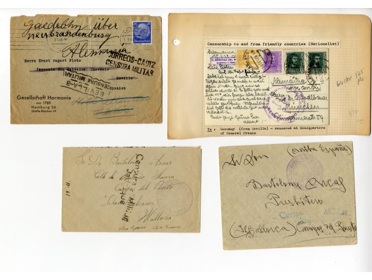 1936/45, über 100 Briefe und Karten mit Zensuren, dabei viel Auslandspost inkl. Luftpost, verschiedene Zensuren, interessante