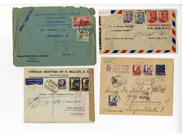 1936/45, über 100 Briefe und Karten mit Zensuren, dabei viel Auslandspost inkl. Luftpost, verschiedene Zensuren, interessante