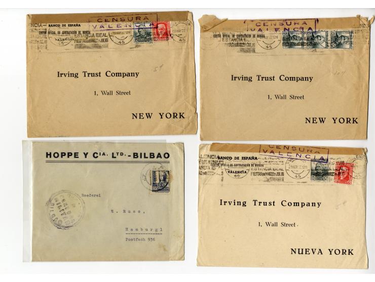 1936/45, über 100 Briefe und Karten mit Zensuren, dabei viel Auslandspost inkl. Luftpost, verschiedene Zensuren, interessante