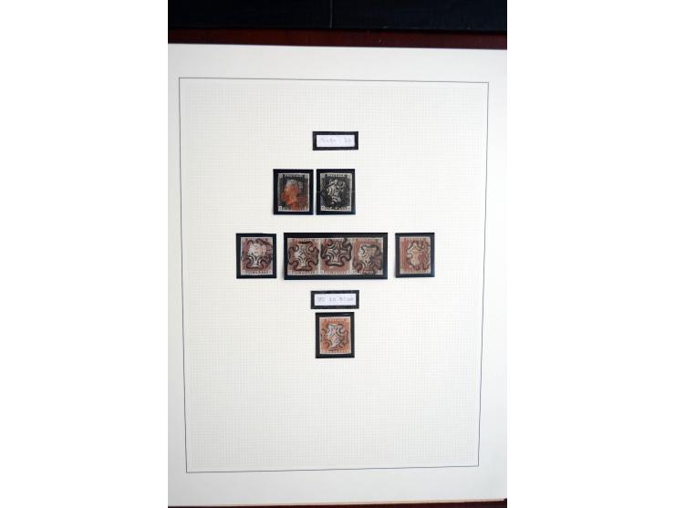 1840/41, gestempelte spezialisierte Sammlung Penny black mit etwa 70 Einzelmarken, drei Paaren, drei 3er-Streifen, einem 4er-