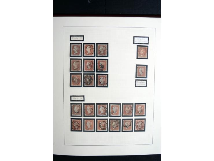 1841/51, Victoria 1 P. geschnitten, spezialisierte 2bändige, fast ausschließlich gestempelte Sammlung (ein ungebrauchter 6er-