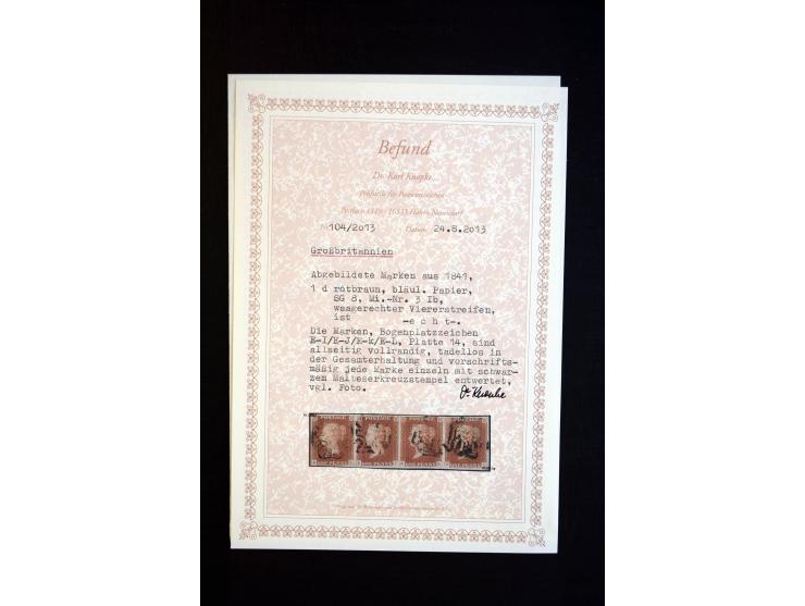 1841/51, Victoria 1 P. geschnitten, spezialisierte 2bändige, fast ausschließlich gestempelte Sammlung (ein ungebrauchter 6er-