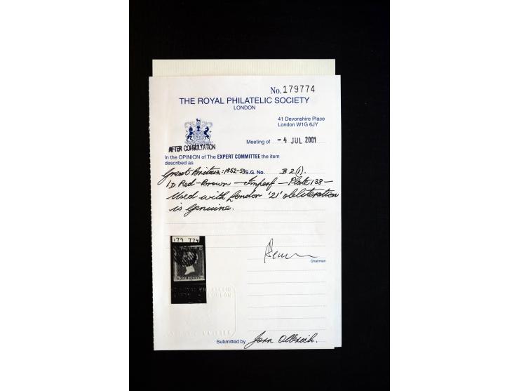 1841/51, Victoria 1 P. geschnitten, spezialisierte 2bändige, fast ausschließlich gestempelte Sammlung (ein ungebrauchter 6er-