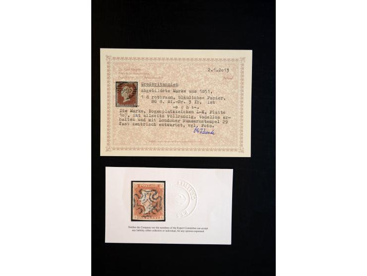 1841/51, Victoria 1 P. geschnitten, spezialisierte 2bändige, fast ausschließlich gestempelte Sammlung (ein ungebrauchter 6er-