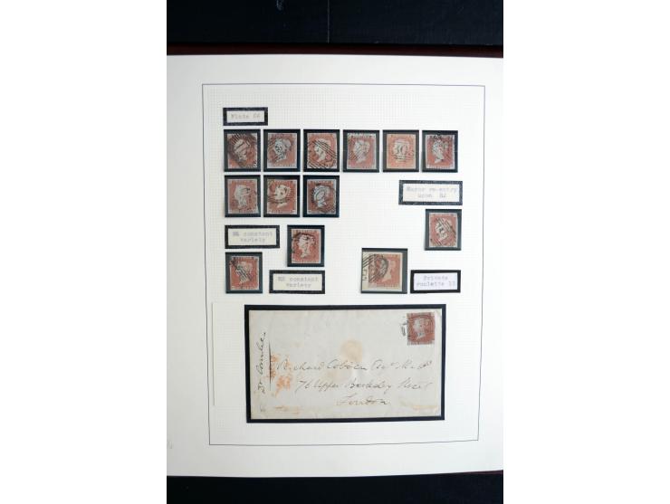 1841/51, Victoria 1 P. geschnitten, spezialisierte 2bändige, fast ausschließlich gestempelte Sammlung (ein ungebrauchter 6er-