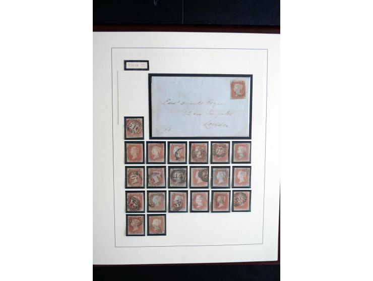 1841/51, Victoria 1 P. geschnitten, spezialisierte 2bändige, fast ausschließlich gestempelte Sammlung (ein ungebrauchter 6er-