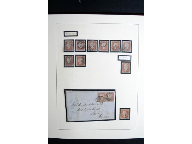 1841/51, Victoria 1 P. geschnitten, spezialisierte 2bändige, fast ausschließlich gestempelte Sammlung (ein ungebrauchter 6er-