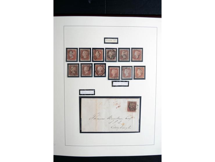 1841/51, Victoria 1 P. geschnitten, spezialisierte 2bändige, fast ausschließlich gestempelte Sammlung (ein ungebrauchter 6er-