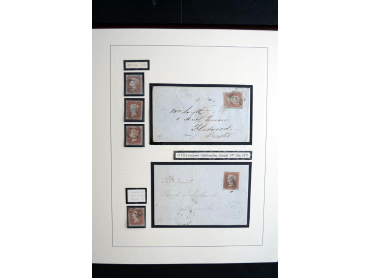 1841/51, Victoria 1 P. geschnitten, spezialisierte 2bändige, fast ausschließlich gestempelte Sammlung (ein ungebrauchter 6er-
